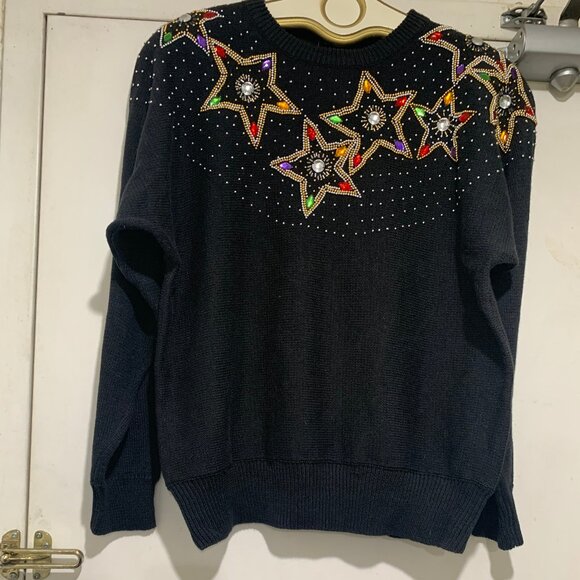 VINTAGE TAMRA EMBELLISHED KNIT COTTON BLEND SWEATERS SIZE L - Picture 5 of 9